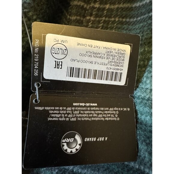 NEW GREEN SKI-DOO LADIES 2XL LIFESTYLE PLAID FLANNEL HEAVY OVERSHIRT - Picture 9 of 11